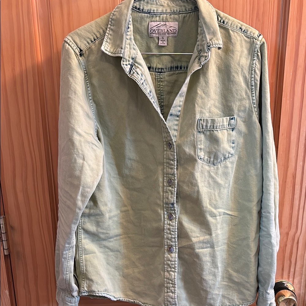 Light Green Denim Shirt with Pocket